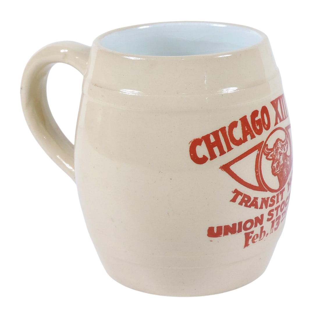 Union Stock Yards Beer Stein, stamped Chicago XIII Club Transit House Union Stock Yards Feb. 13th... - 2