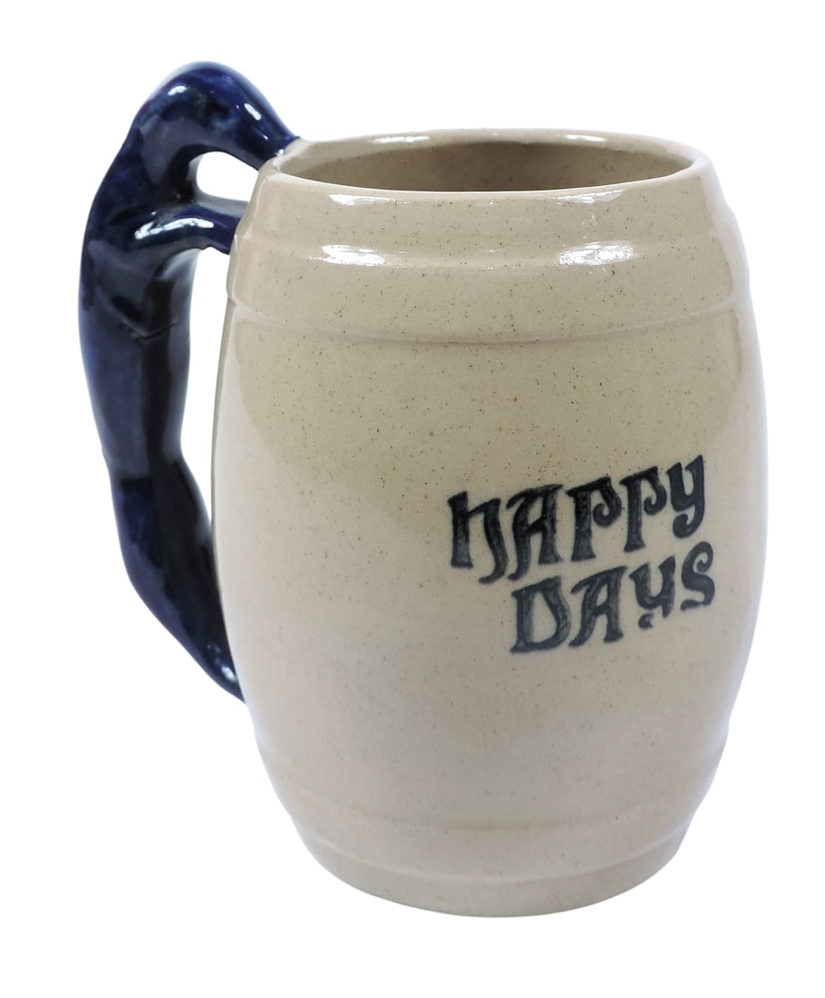 Western Stoneware Happy Days Prohibition Repeal Beer Mug, also known as a dog handle tankard, pro... (1 of 3)
