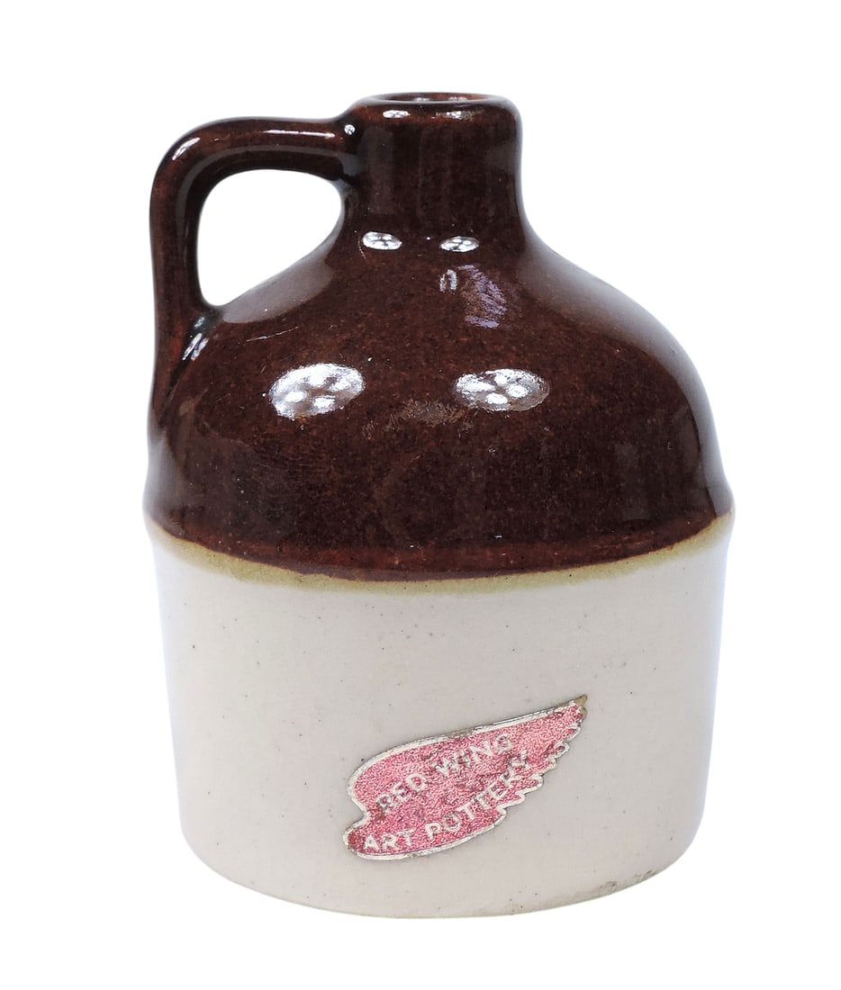 Red Wing Miniature Jug w/orig Red Wing Art Pottery sticker, c. early-mid 1900s, Exc cond, H 2.75 ... (1 of 6)