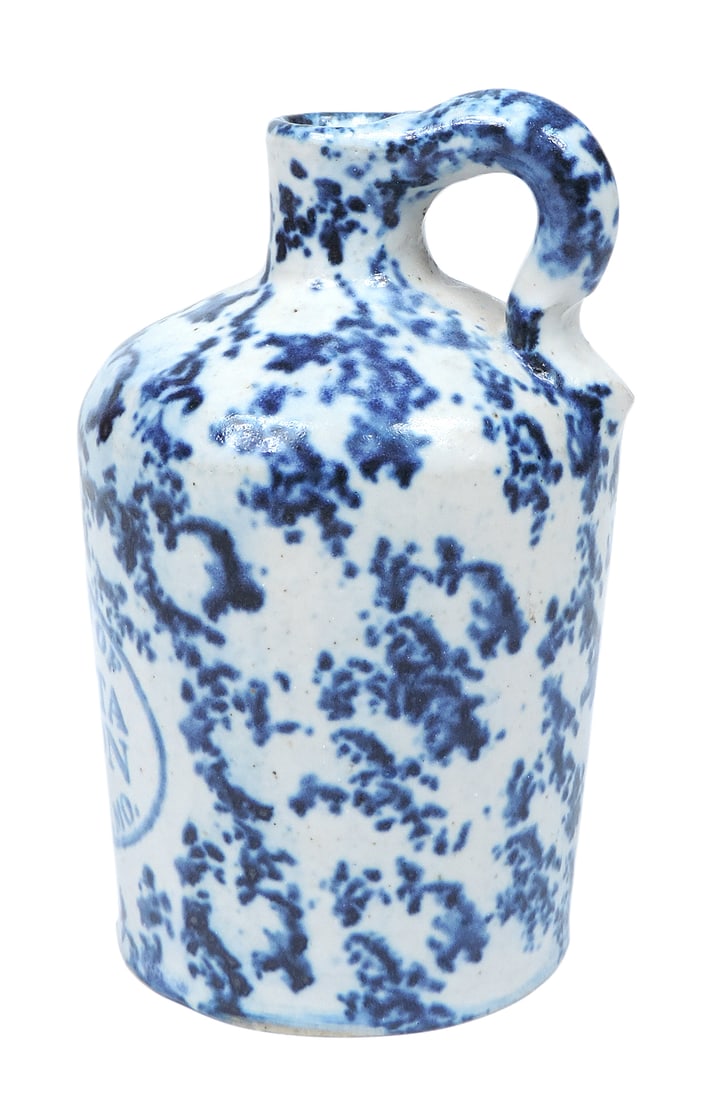 Miniature Advertising Jug , W.A. Painter Pottery Works, stamped Compliments of Jim & Rita Hinton ... - 2