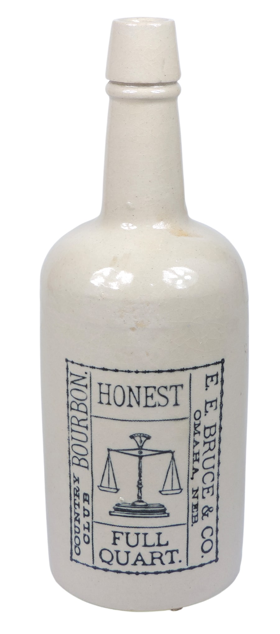 Nebraska Advertising Stoneware Pre-Prohibition E.E. Bruce & Co. Country Club Bourbon Jug, Honest ...: Nebraska Advertising Stoneware Pre-Prohibition E.E. Bruce & Co. Country Club Bourbon Jug, Honest Full Quart Country Club Bourbon E.E. Bruce & Co., Omaha, Neb., these stoneware jugs were used by E.E. B