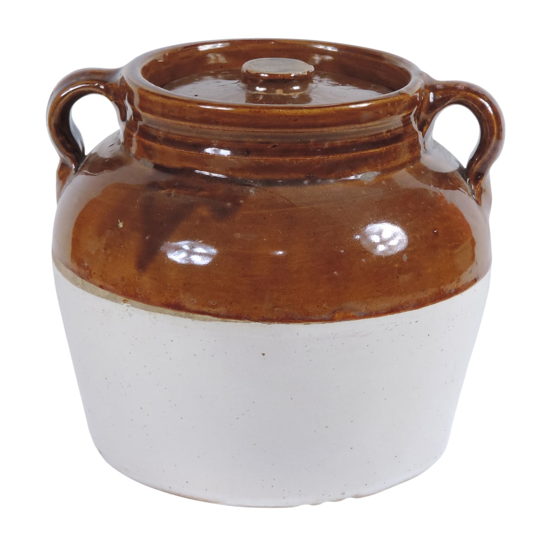 Red Wing Advertising Bean Pot w/Lid, stamped Compliments of Whittemore Elevator Co., D.W. Ault, M... - 2