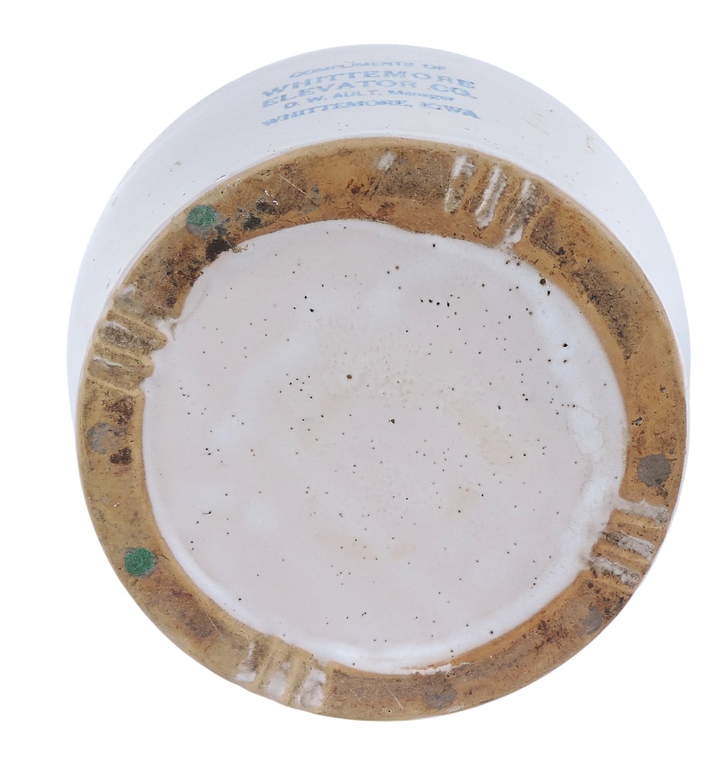 Red Wing Advertising Bean Pot w/Lid, stamped Compliments of Whittemore Elevator Co., D.W. Ault, M... - 3