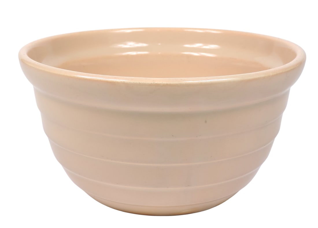 Advertising Mixing Bowl from Bruce Supply- Adair, Iowa, molded beehive yellow ware, earlier 1900s... - 2