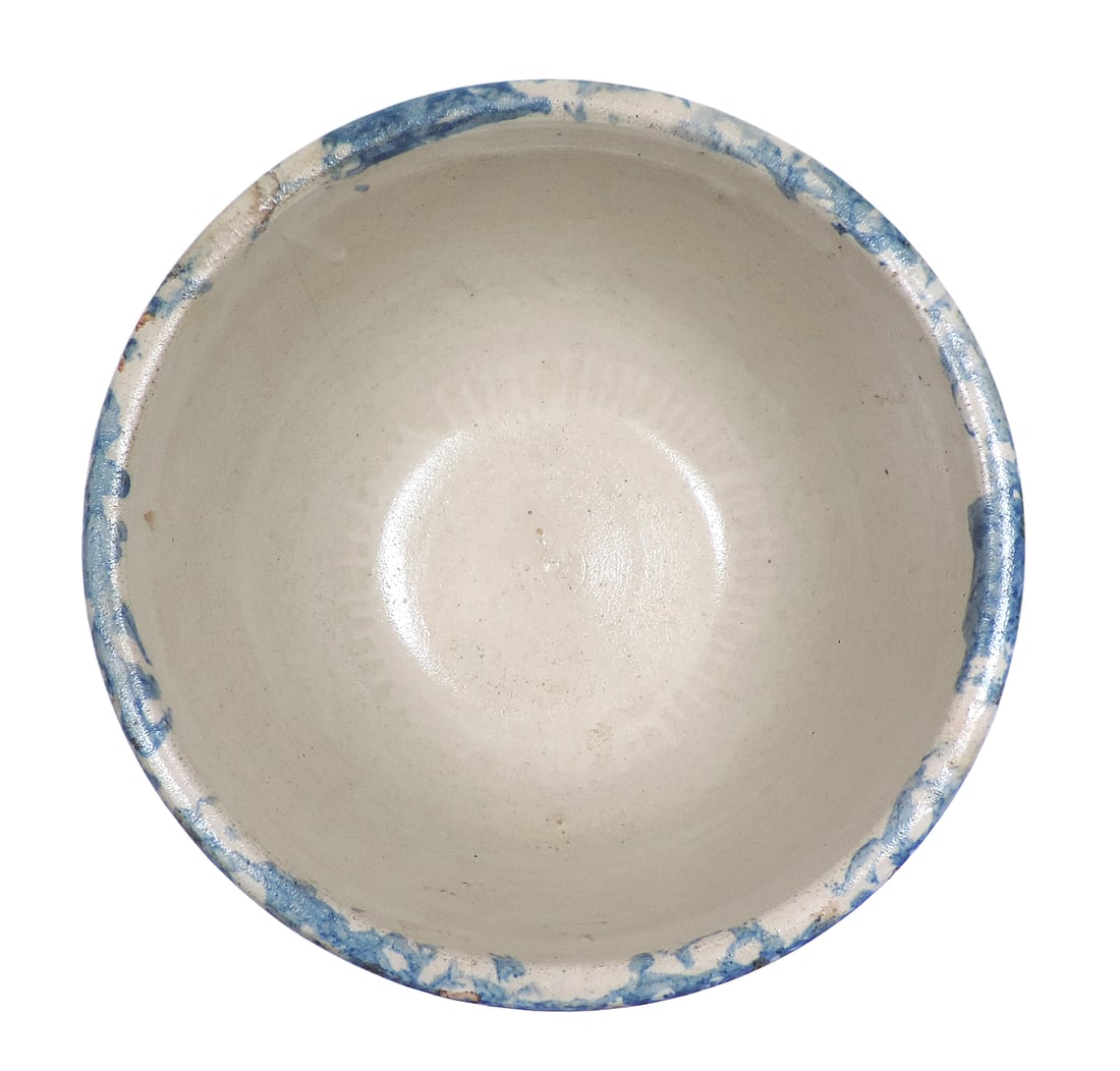 Red Wing Spongeware #7 Cap Bowl, produced by the Red Wing Union Stoneware Co., molded full panel ... - 2