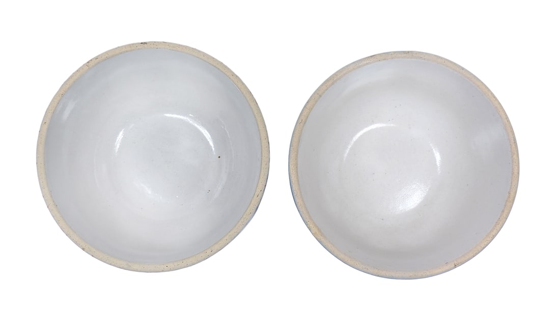 Red Wing Spongeware Mixing Bowls (2), both Rare 5" size, molded smooth design w/1 inch ring, both... - 2