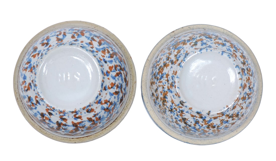 Red Wing Spongeware Mixing Bowls (2), both Rare 5" size, molded smooth design w/1 inch ring, both... - 3