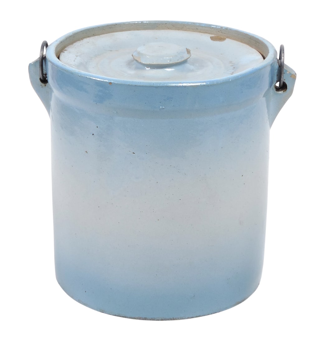 Western Stoneware Butter Crock, embossed Western Stoneware Co. Plant 5 LB on bottom & 5 on lid bo... - 2