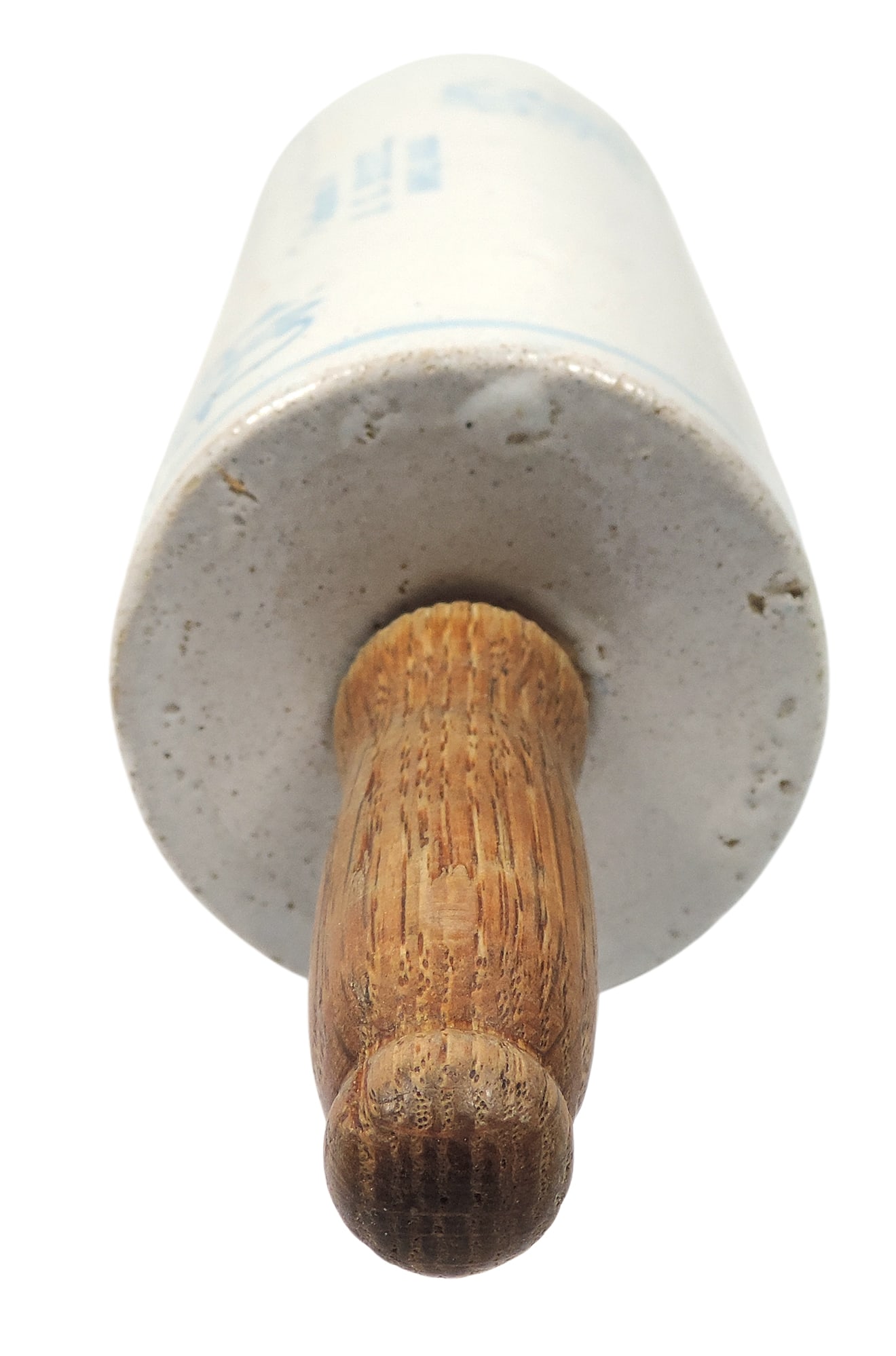 Brush-McCoy Advertising Rolling Pin, Compliments of J.G. Bickel-Barnes, Kansas, blue Wildflower d... - 3