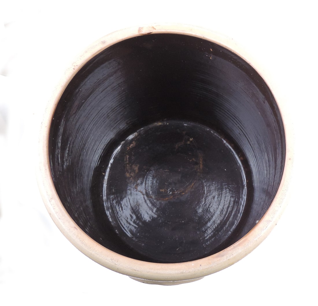 Red Wing Salt Glaze 6 Gallon Leaf Crock, unmarked Red Wing w/hand-painted cobalt blue Leaf & No. 6, - 3