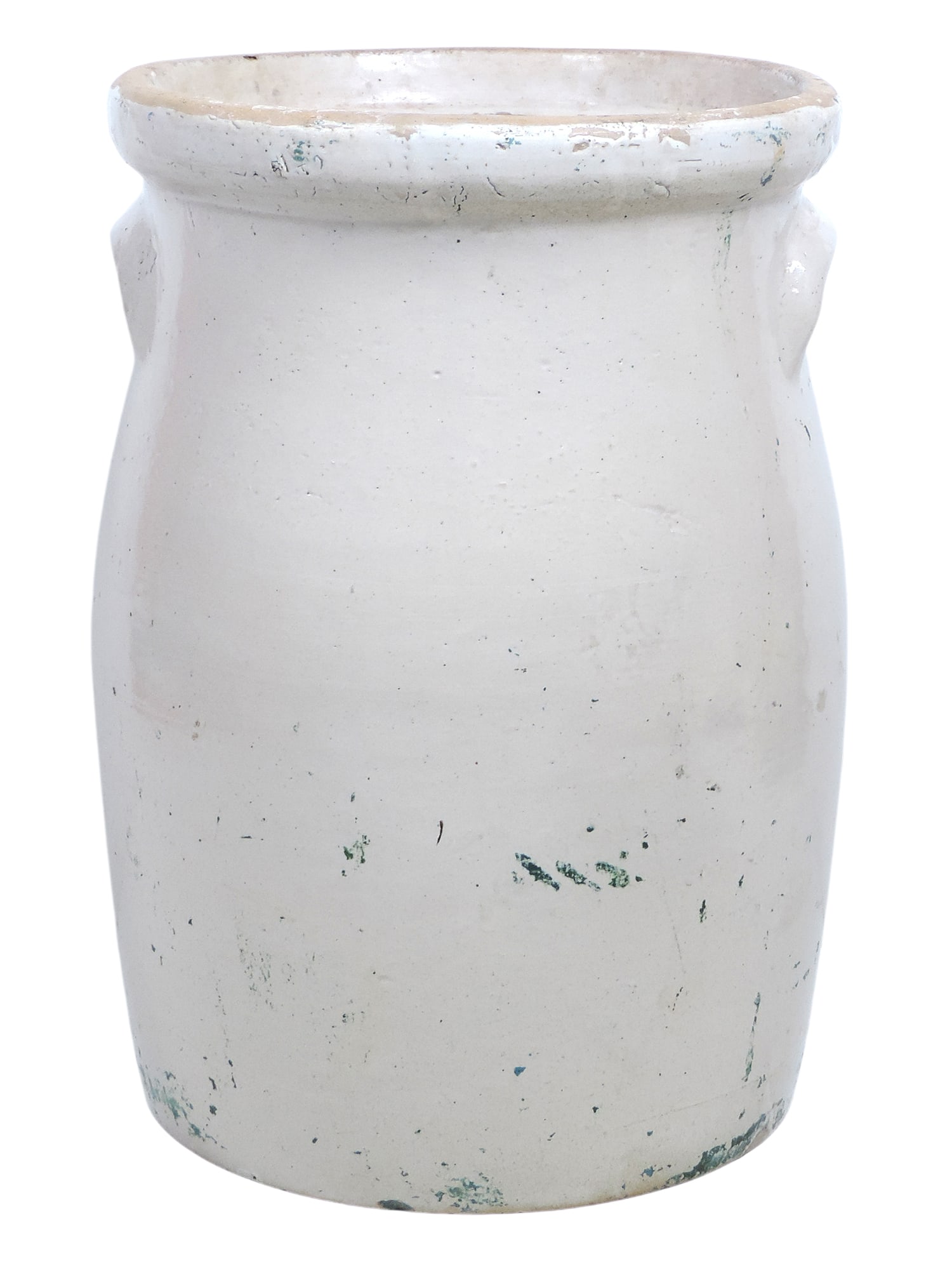 Red Wing 2 Gallon Birch Leaf Butter Churn w/blue Union Stoneware oval, 3 very light hairline cracks - 2