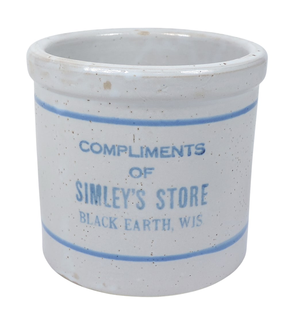 Red Wing Advertising Beater Jar, Compliments of Simleyâ€™s Store-Black Earth, Wis,  (1 of 4)