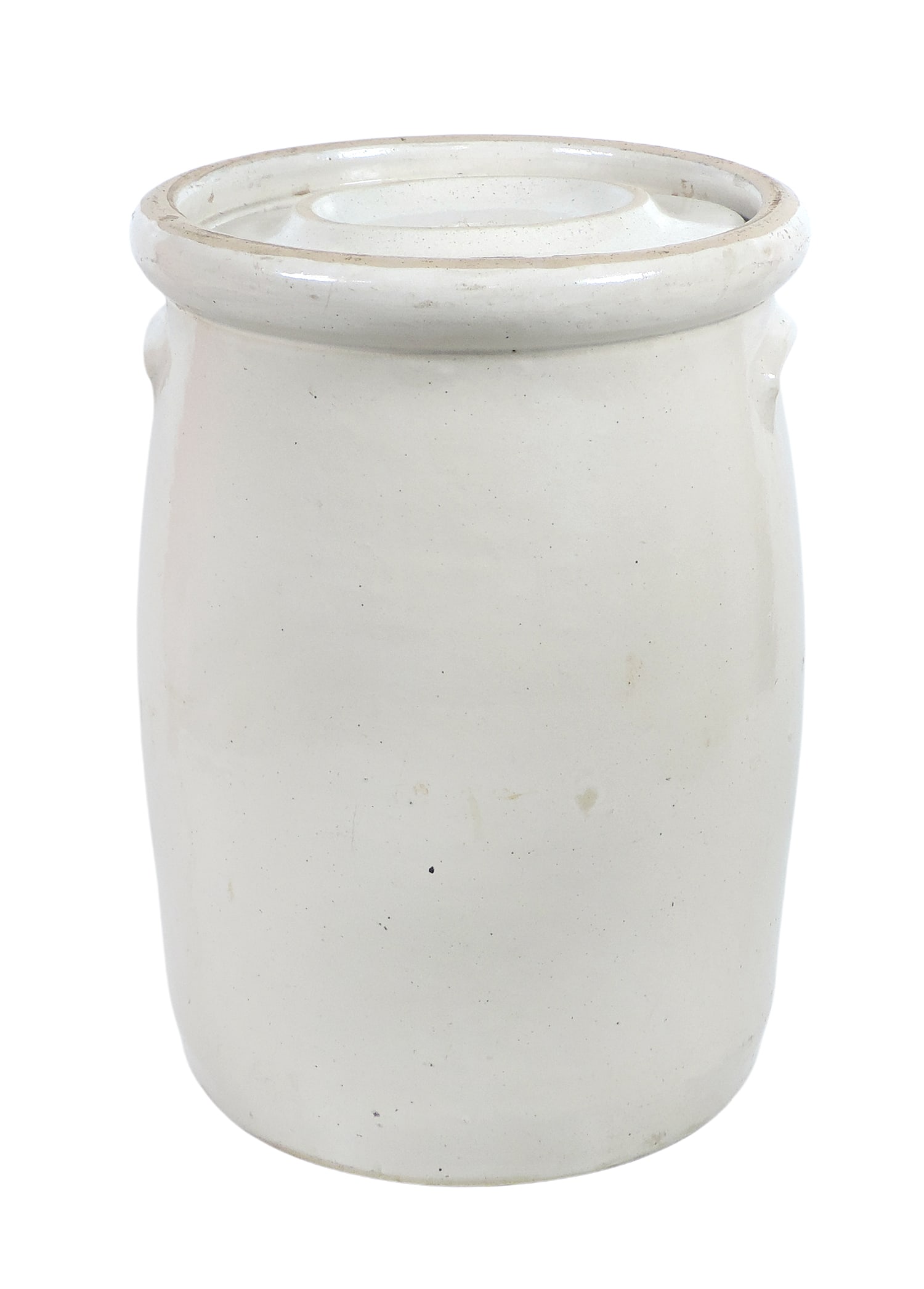 Red Wing Birch Leaf 3 Gallon Butter Churn w/ski oval & lid, lid impressed w/6, slight hairline cr... - 2