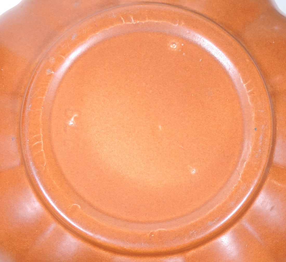 Red Wing Art Pottery (3), #278 copper low bowl w/matching candleholders, Exc cond, up to D 9 in. - 3