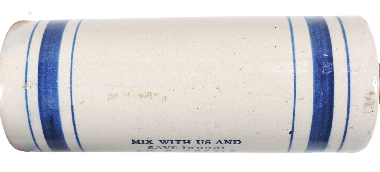 Western Stoneware Advertising Rolling Pin, Mix With Us And Save Dough-Ed. G. Gastle The Store For... - 3