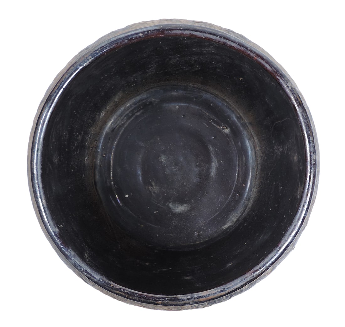 Western Stoneware Co. Art Pottery footed jardiniere, also known as a tree trunk planter, Western ... - 3