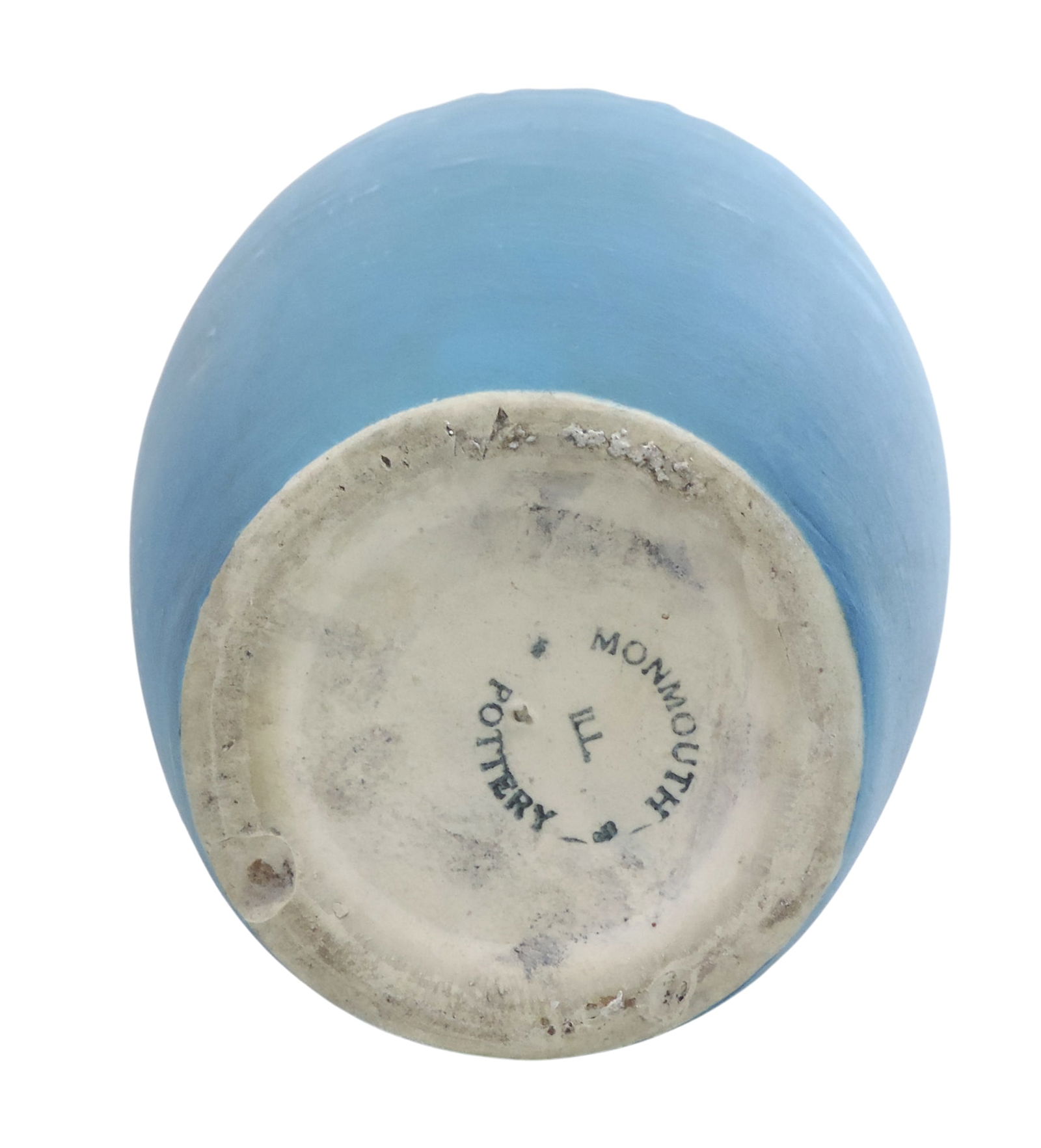 Monmouth Arts and Crafts Pottery Vase, stamped Monmouth Ill. Pottery on bottom, glossy blue glaze... - 2