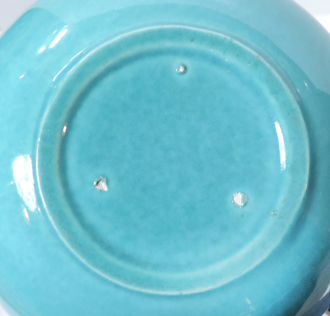 Red Wing Art Pottery (4), wide-mouth batter pitcher w/lid & wood handle in turquoise, turquoise S... - 2