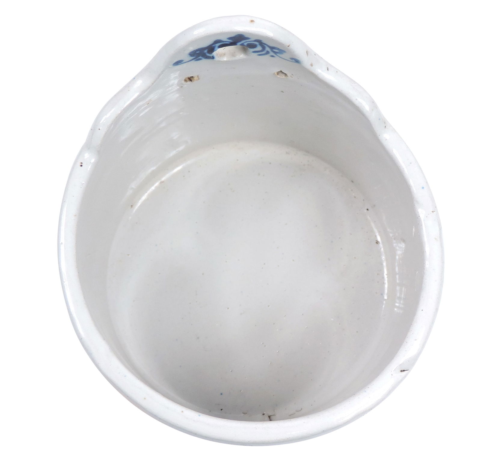 Blue & White Hanging Salt Box, deep cobalt leaf pattern, Exc+ cond w/no chips or cracks, H 5.5 x ... - 3