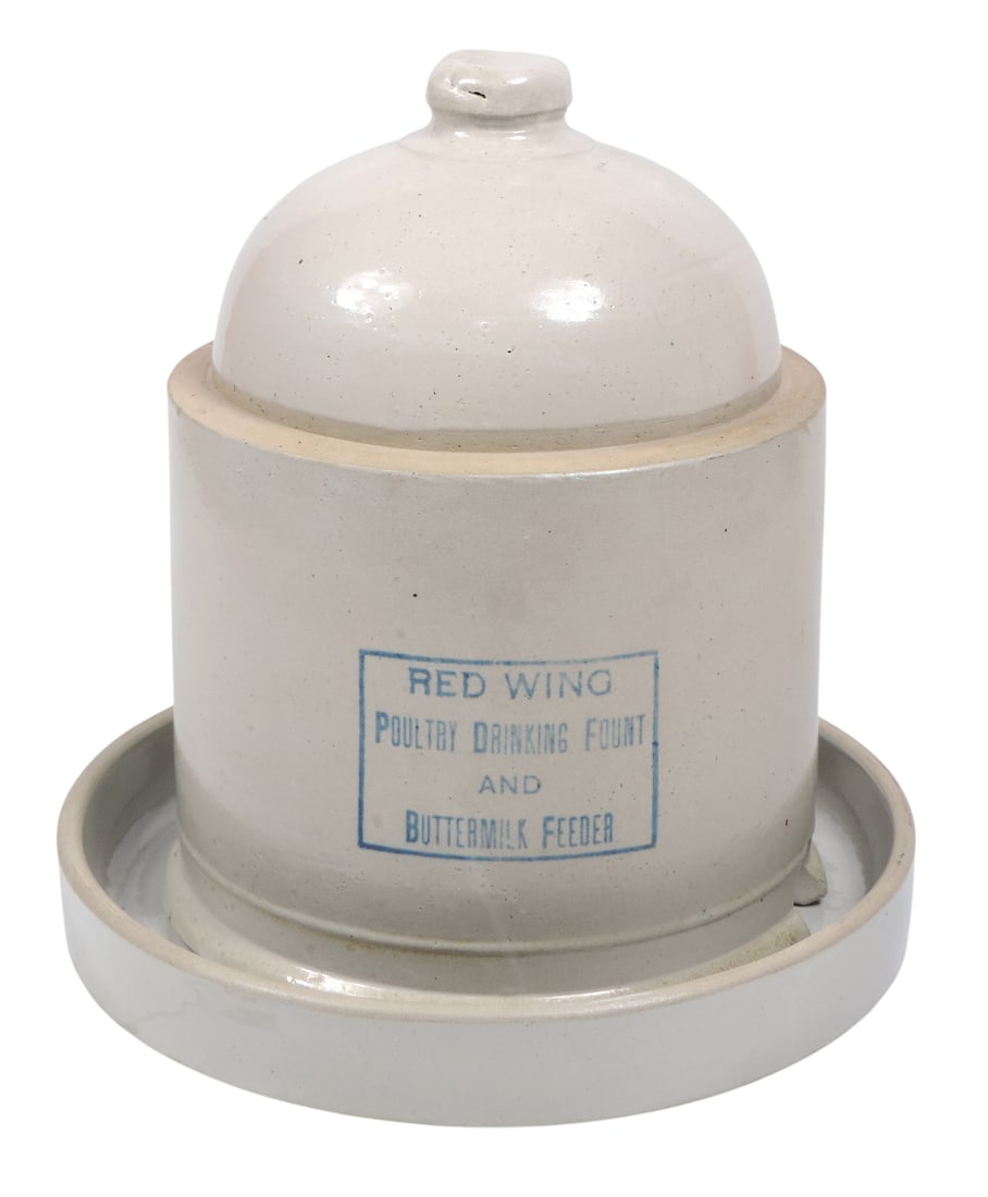 Red Wing Poultry Drinking Fount and Buttermilk Feeder w/Base, marked Red Wing Poultry Drinking Fo... (1 of 6)