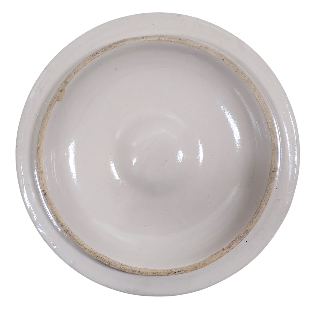 Red Wing 5 Gallon Water Cooler bar handled lid w/petals & blue bands, incised 5W, (fits 6 gal coo... - 3