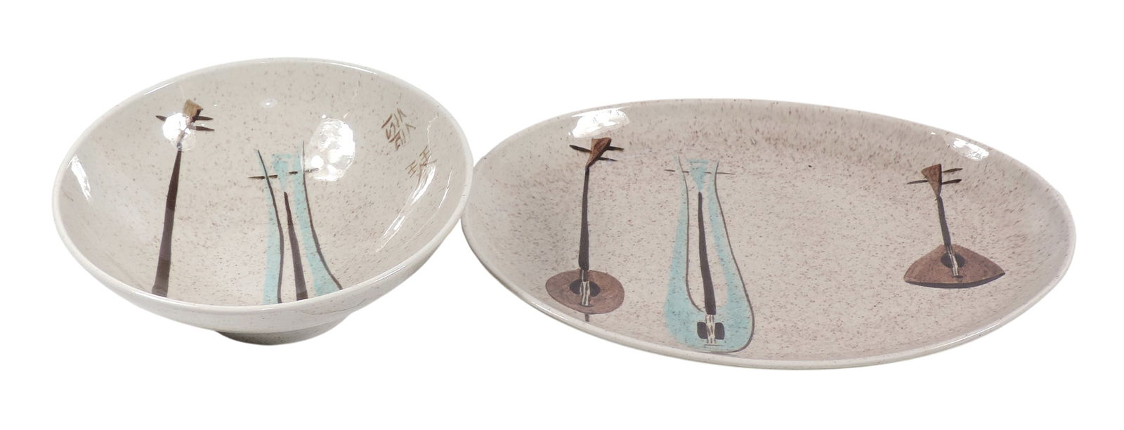 Red Wing Lute Song Serving Platter & Bowl (2), Mid-Century Modern, platter stamped True China Red... - 2