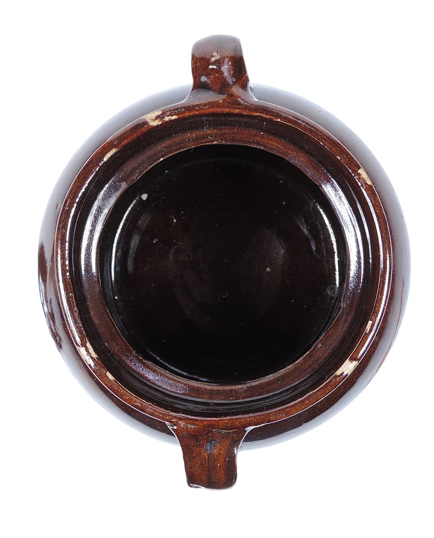 Red Wing Advertising Bean Pot w/Lid, stamped Compliments of L.E. McKinnon-Hudson, Iowa, c. earlie... - 4