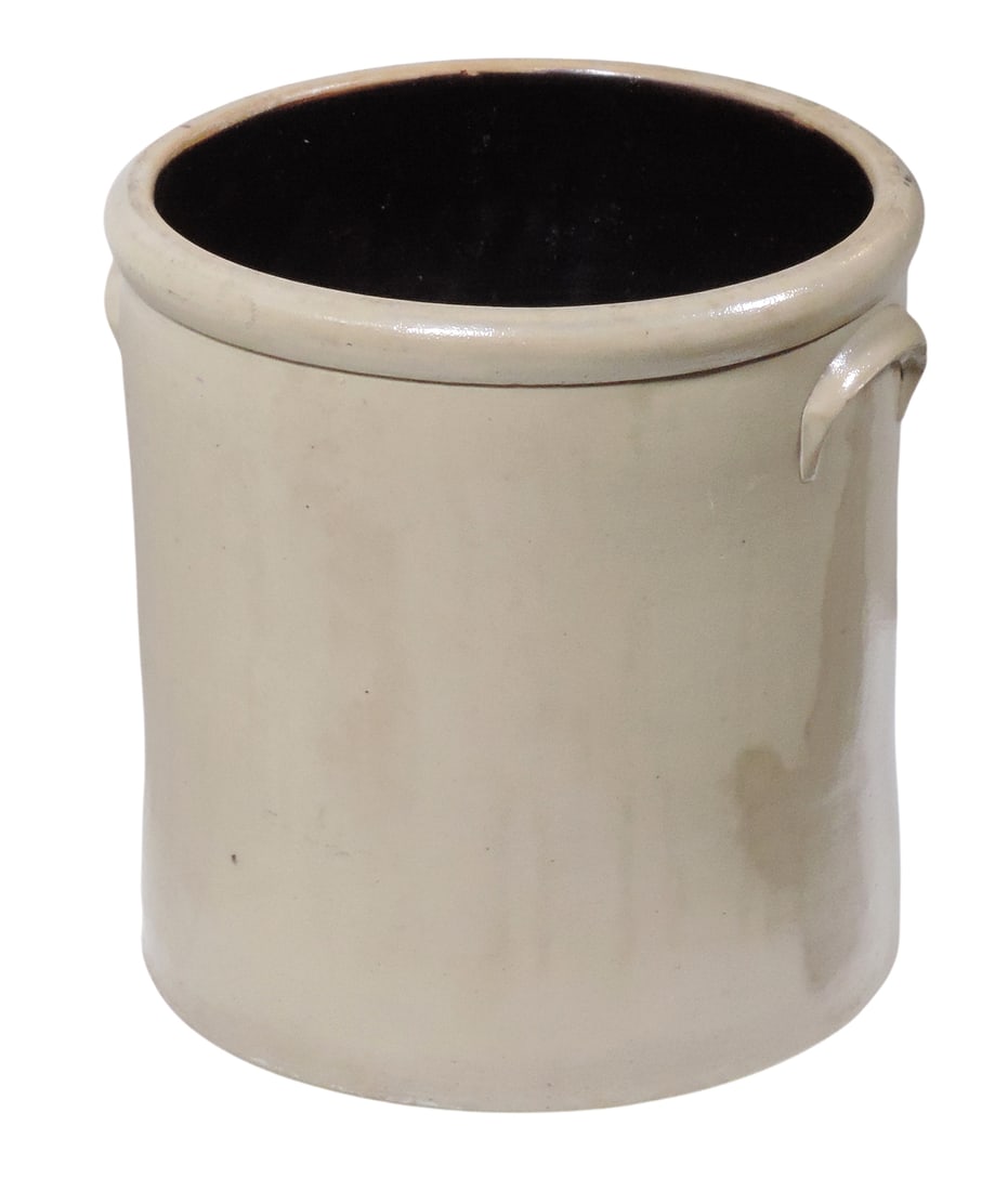 Red Wing 5 Gallon Leaf Crock, chip on one handle/hairline crack on factory glaze imperfection, o/... - 2