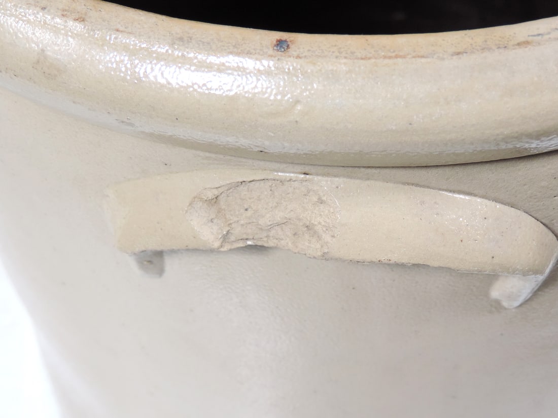 Red Wing 5 Gallon Leaf Crock, chip on one handle/hairline crack on factory glaze imperfection, o/... - 3