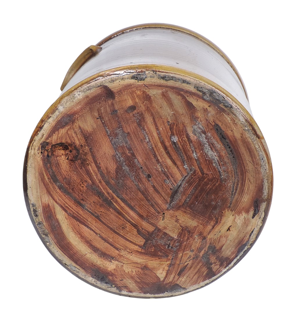 Stoneware Crock, 6 gallon Albany slip glaze, hand-turned & stamped w/number 6 on outside & inside... - 4
