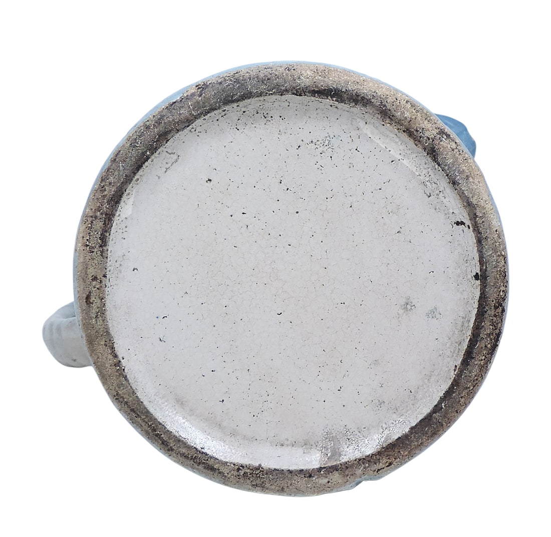 Blue and White Salt Glaze Stoneware Apricots Pitcher, attractive fully decorated surface w/fish s... - 4