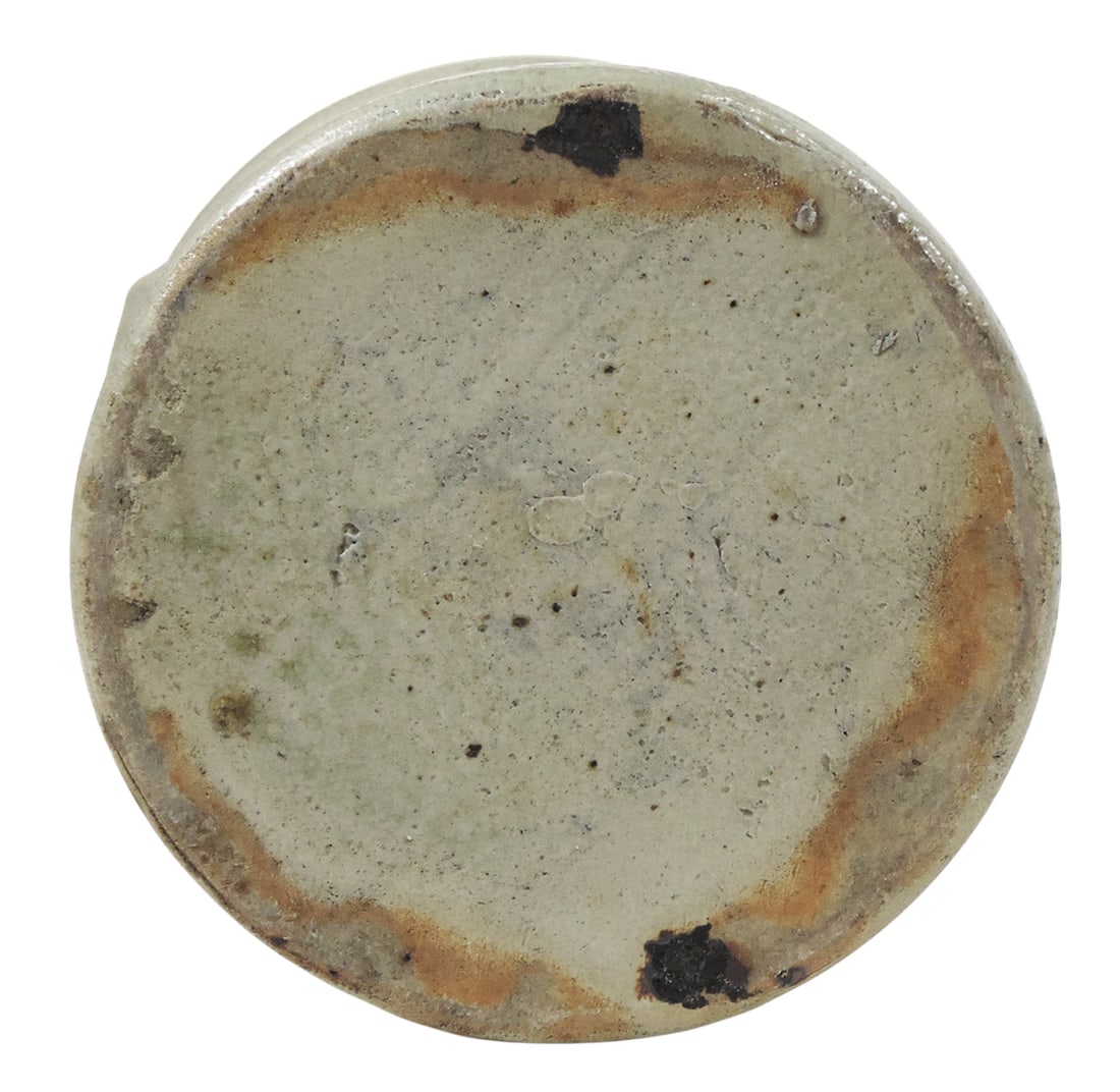 Eastern Stoneware 1 Gallon Salt Glaze Crock, unmarked, hand-painted w/cobalt blue trailed Floral ... - 4