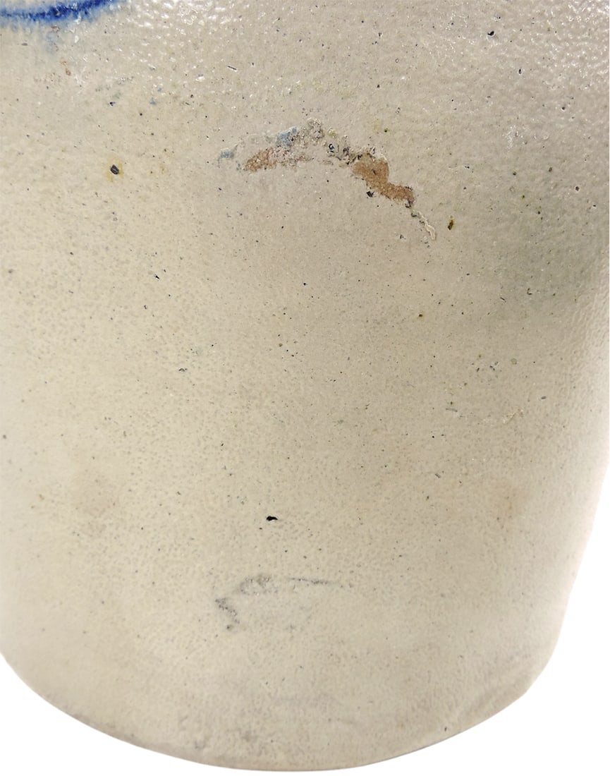 Stoneware Salt Glaze 2 Gallon Jug, unmarked w/hand-painted cobalt blue stylized floral design, ap... - 3