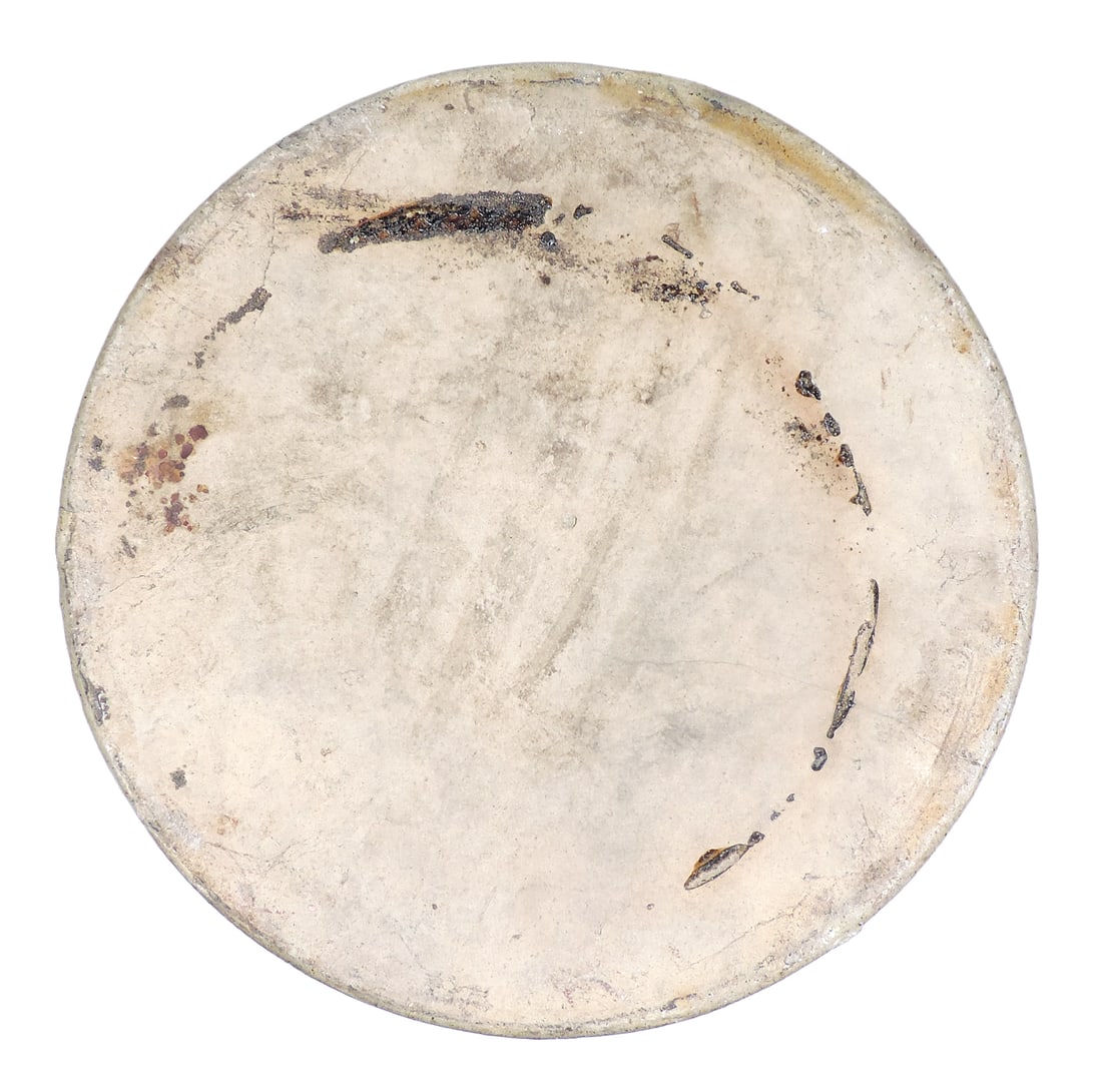 Stoneware 3 Gallon Crock, salt glaze w/Albany slip interior, 3 in cobalt blue is raised on surface, - 4