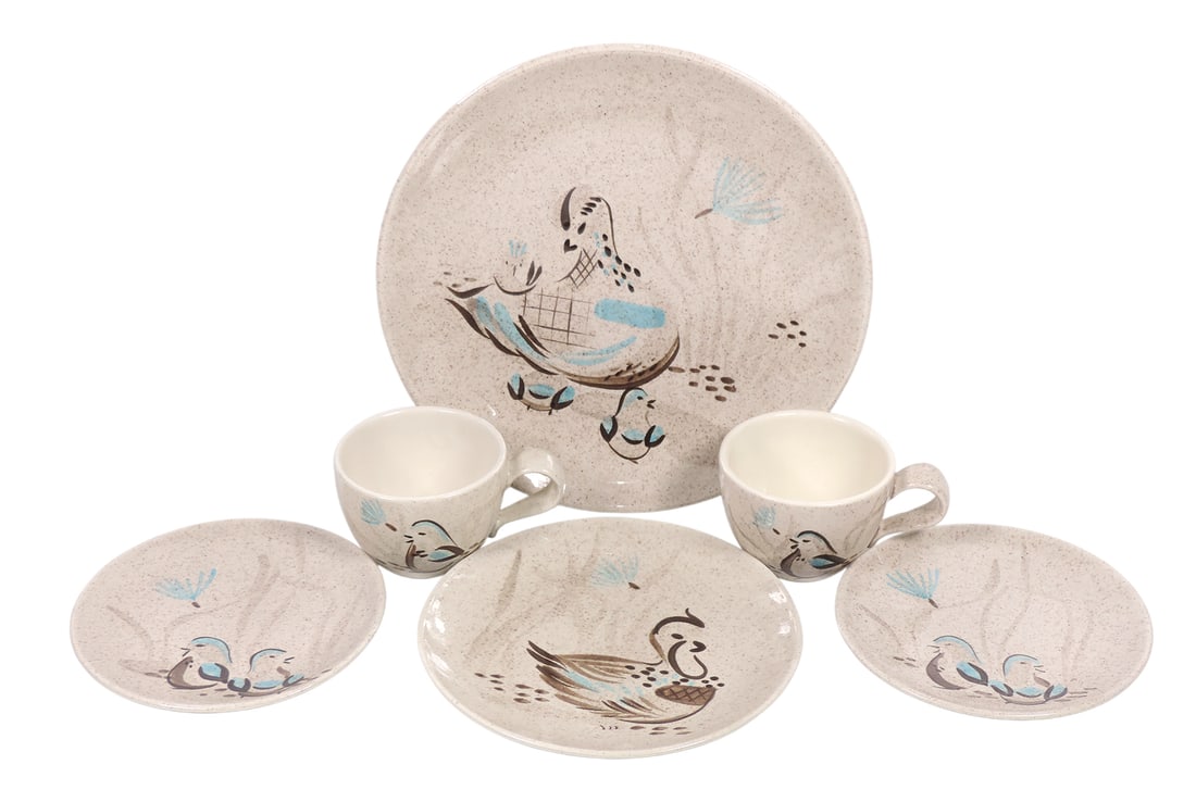 Red Wing Bob White Appetizer Server & S&P Shakers (3), server embossed Red Wing USA, S&P Shakers ... - 2