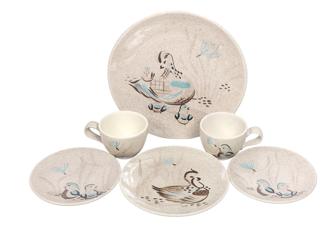 Red Wing Bob White Serving Platter, Dish, Cups & Saucers (6), platter & dishes stamped Red Wing H... (1 of 1)