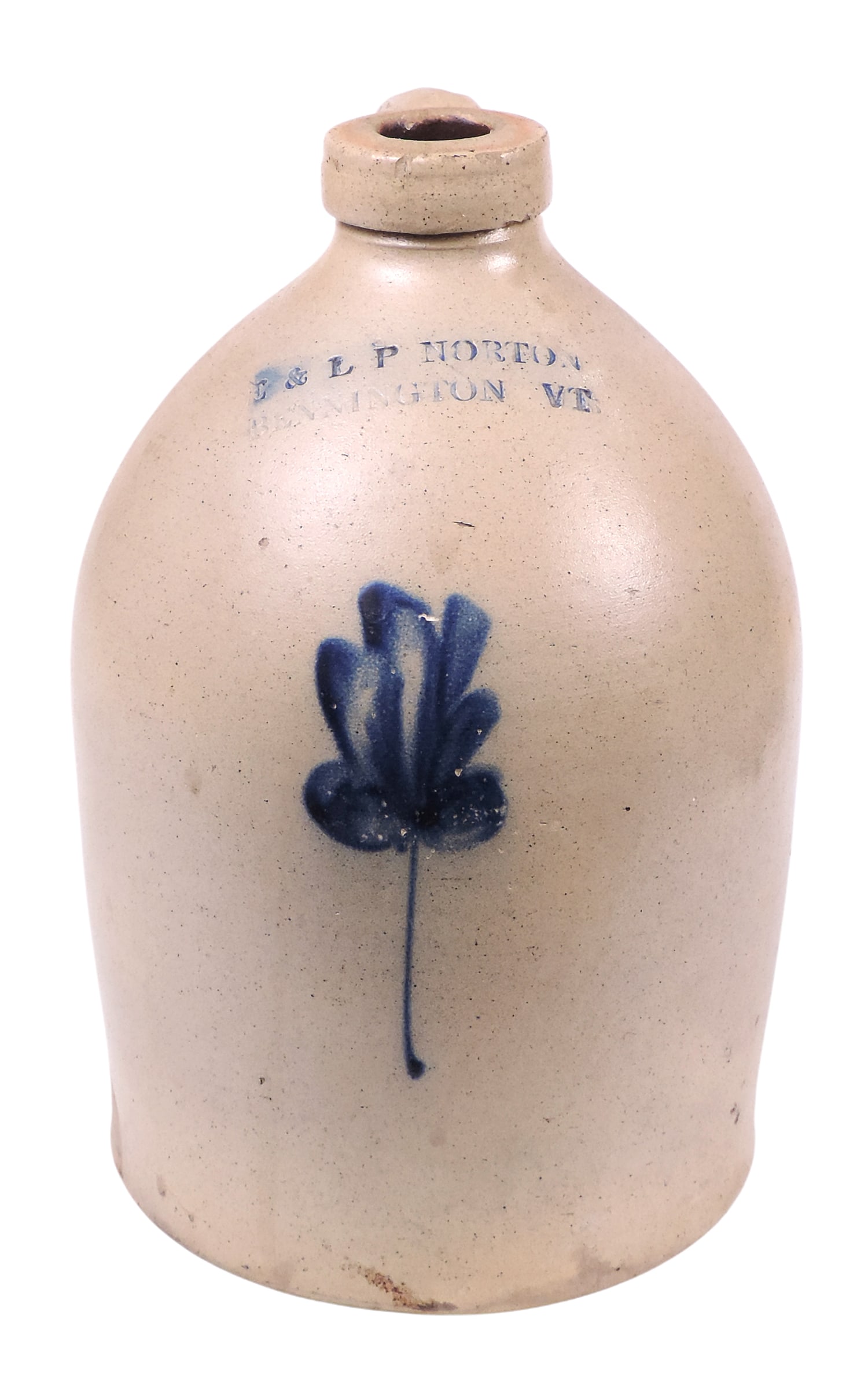 Eastern Stoneware 1 gallon Jug, stamped E & LP Norton, Bennington, Vermont, decorated w/hand-pain... (1 of 3)