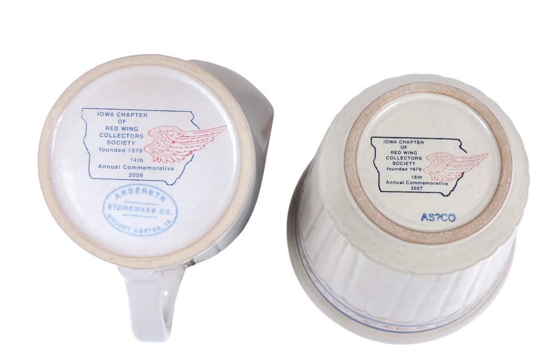 Red Wing Collectors Society Commemoratives (2), Pitcher, stamped Iowa Chapter of Red Wing Collect... - 2