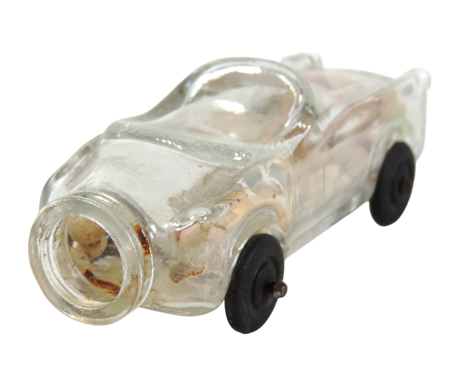 Jeanette & Victory Glass Candy Containers (3), Jeanette Donkey & Cart, #28 Convertible Auto w/ orig - 3