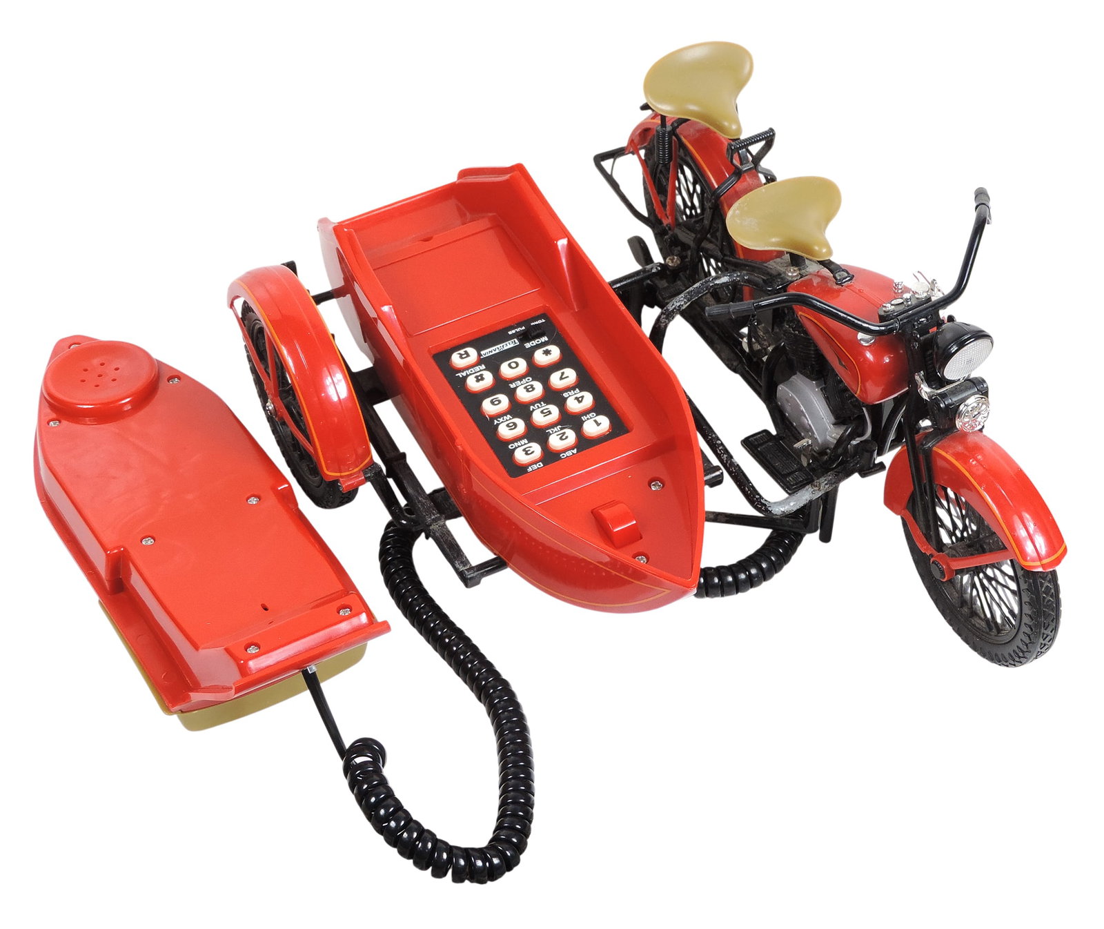 Harley-Davidson Vintage-Style Motorcycle w/Sidecar desk phone, made by Telemania, unique & Rare, ... - 4