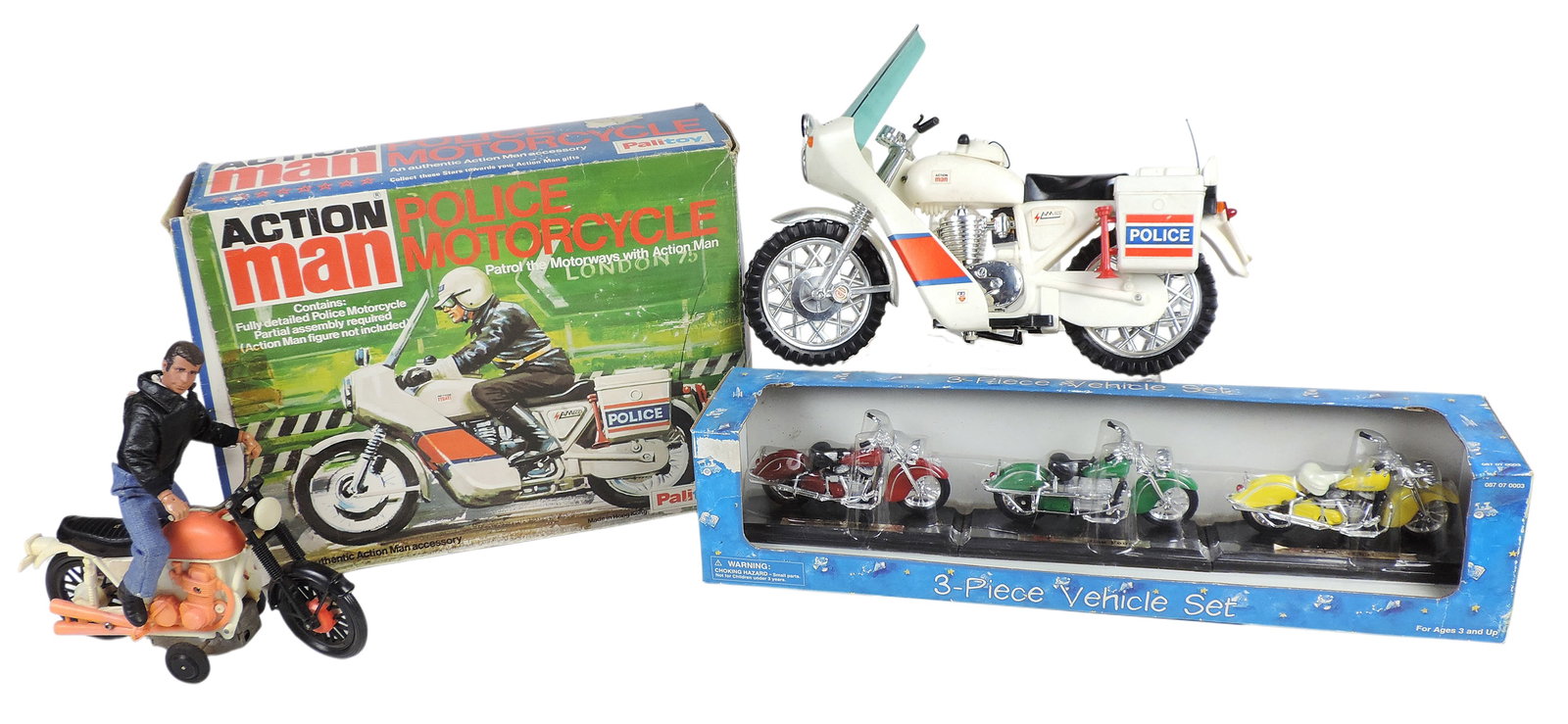 Toy Scale Motorcycle Models (3), 1970s Action Man, Palitoy, Police Motorcycle, made in Hong Kong,... (1 of 3)