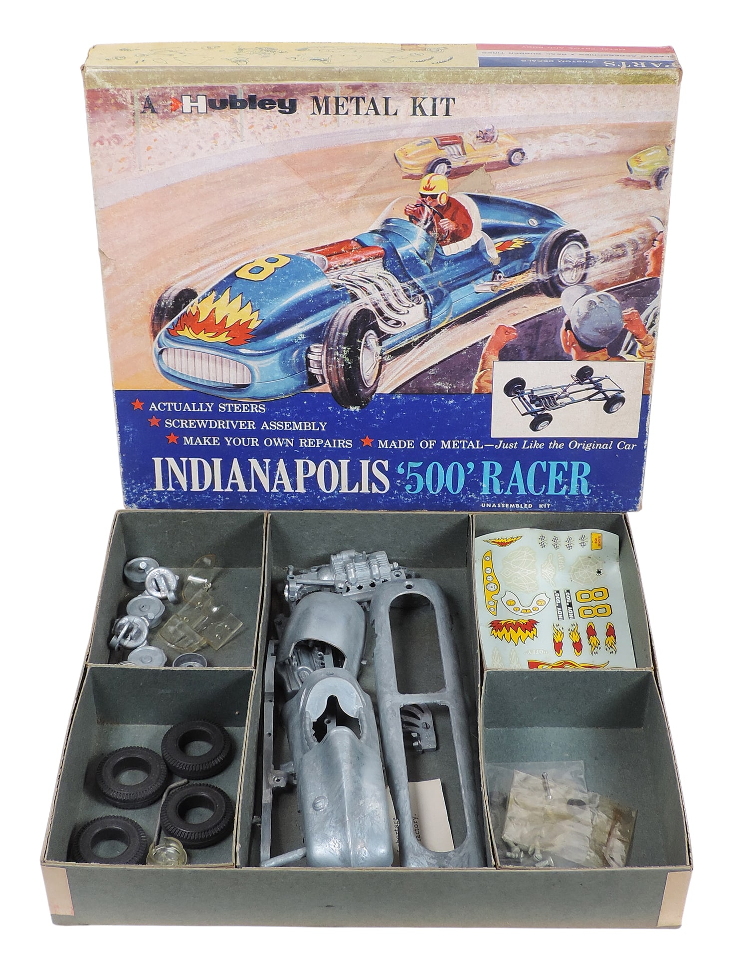 Hubley Indianapolis 500 Racer Metal Kit w/Custom Decals, c.1950's, No.852K-300 in orig box & inst... - 2