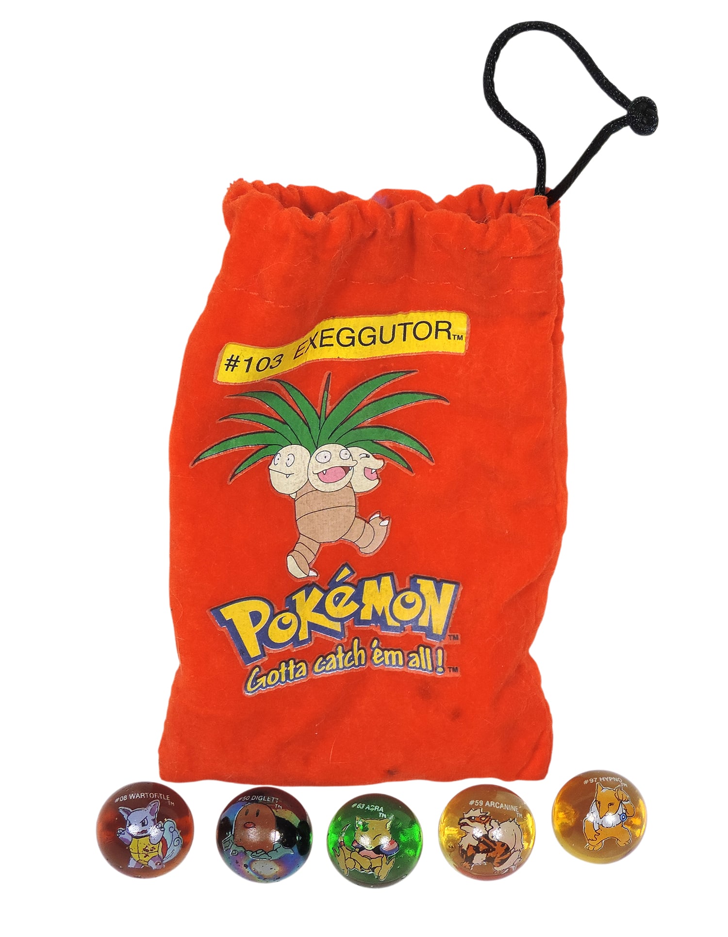 Pokémon Glass Shooter Marbles & Gotta Catch 'em All! #103 Exeggutor Bag, marbles include #50 D. (1 of 2)