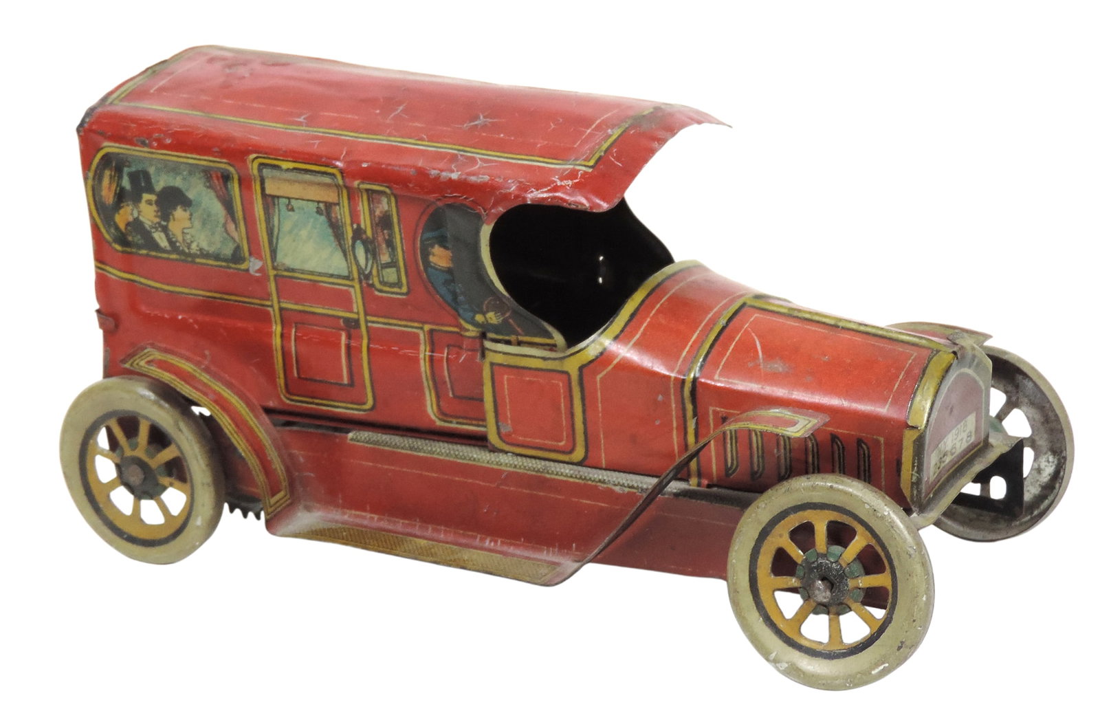 Chein Tin Touring Car, windup mechanism missing, c. early 1900s, slight corrosion/scuffs, o/all G... (1 of 2)