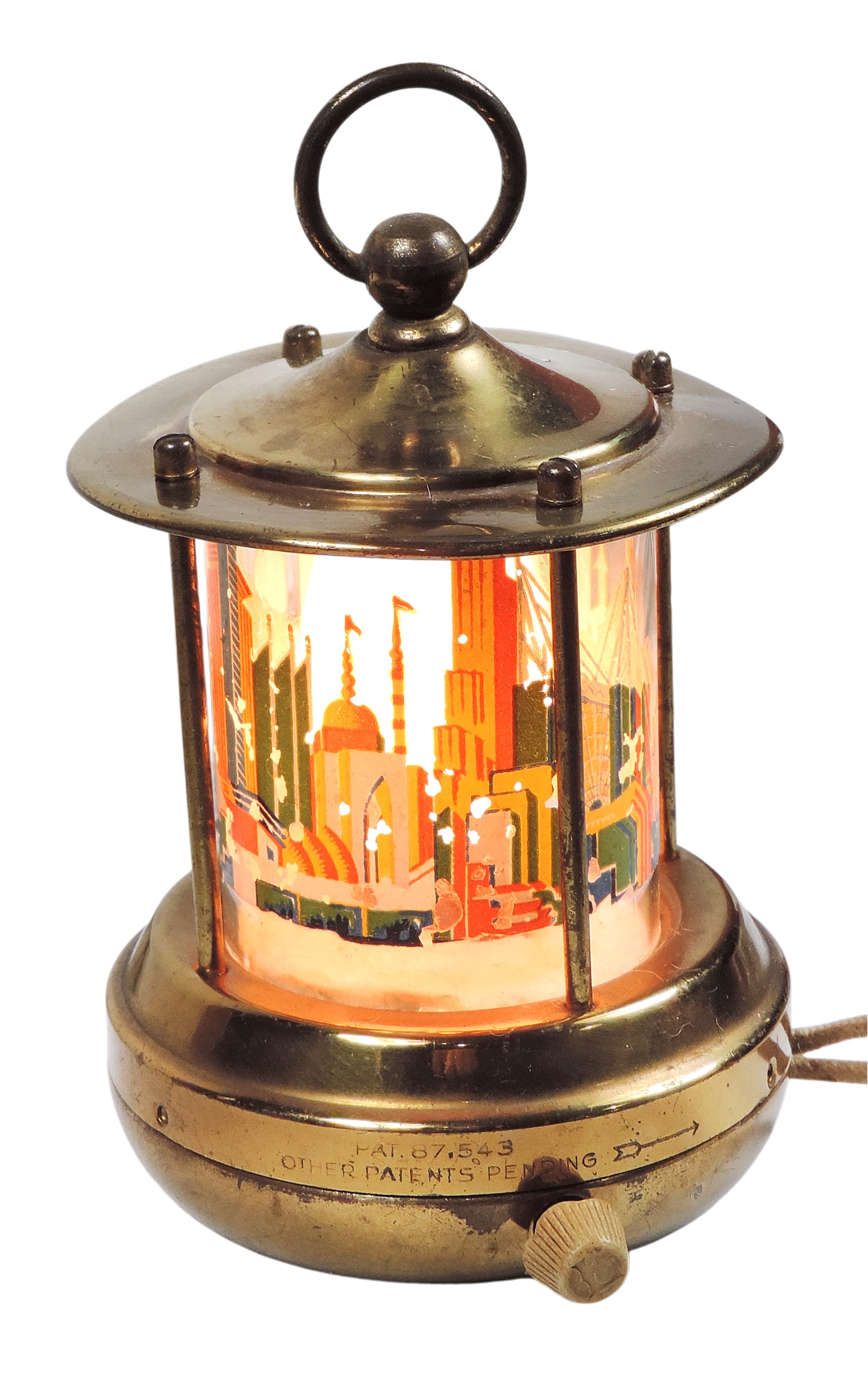 1934 Chicago World’s Fair Century of Progress Souvenir Lantern, features a cylindrical glass s - 2