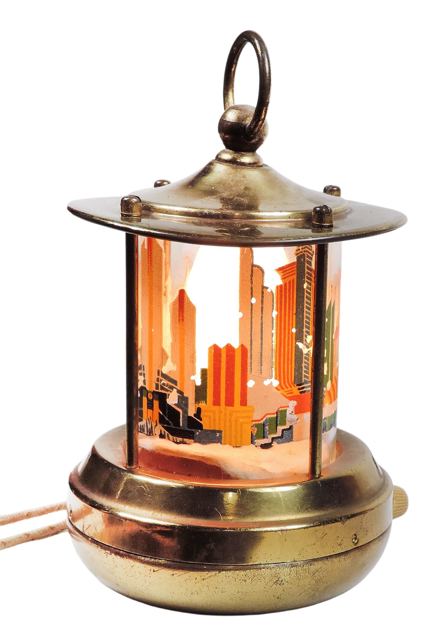 1934 Chicago World’s Fair Century of Progress Souvenir Lantern, features a cylindrical glass s - 3