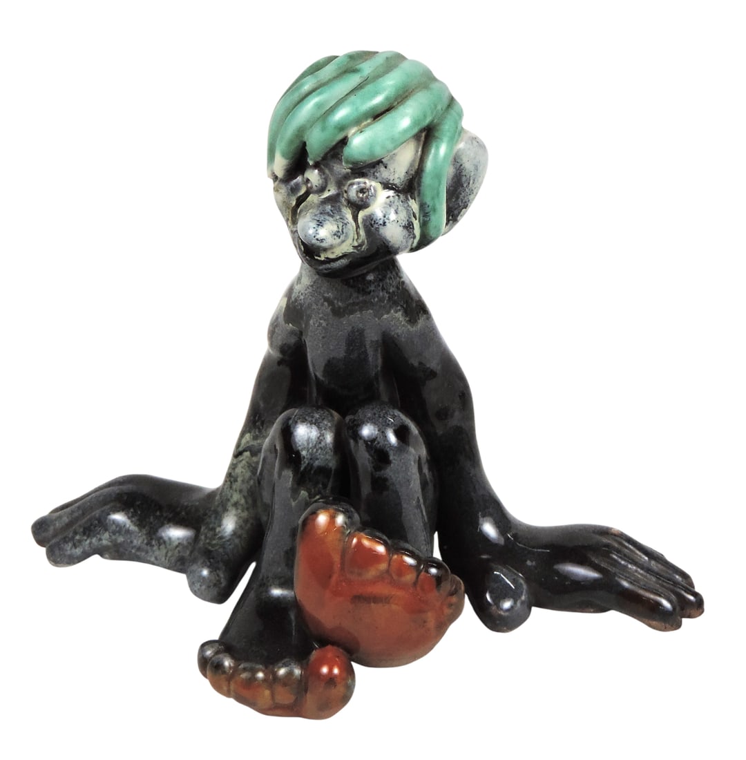 Vicke Lindstrand Troll Sculpture, Swedish Artist, unmarked ceramic, Exc cond, H 6 x W 6.5 in.: Vicke Lindstrand Troll Sculpture, Swedish Artist, unmarked ceramic, Exc cond, H 6 x W 6.5 in.