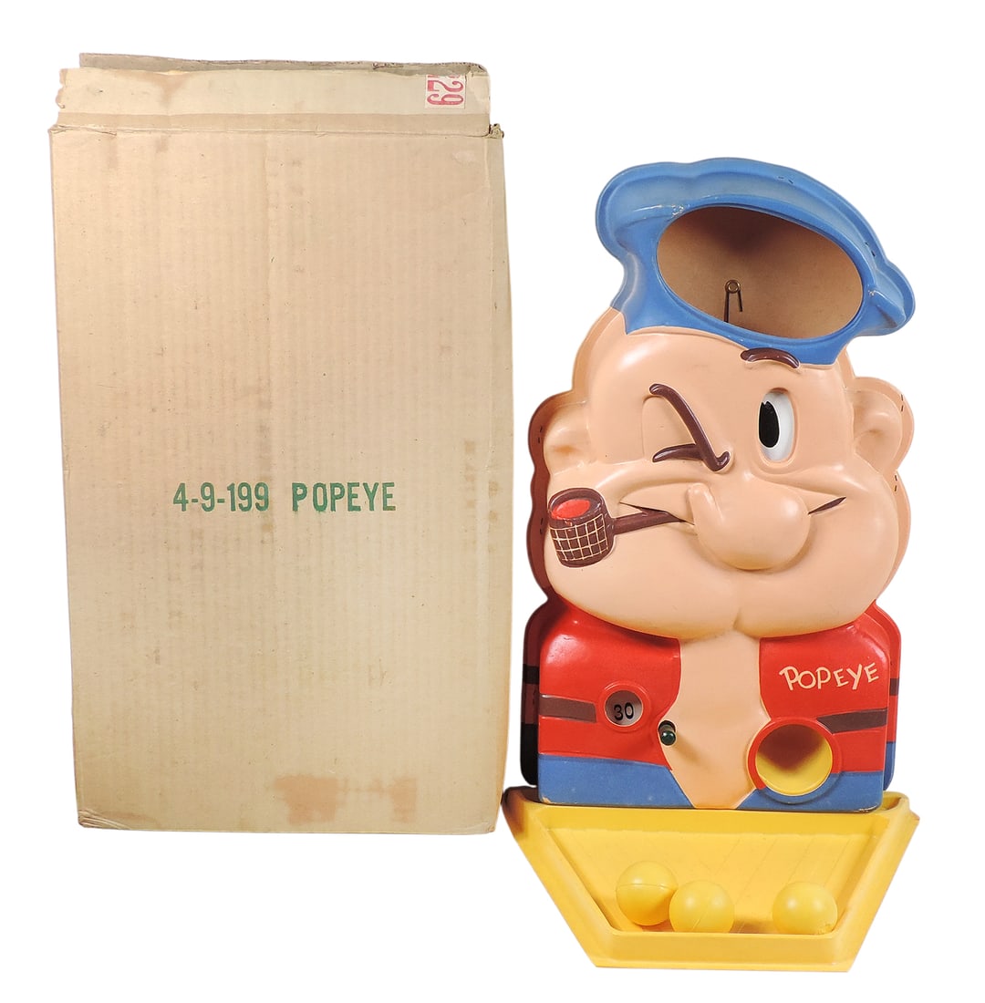 Popeye Score-A-Matic skill game, c.1960's, colorful molded plastic w/3 original plastic balls & s... - 2