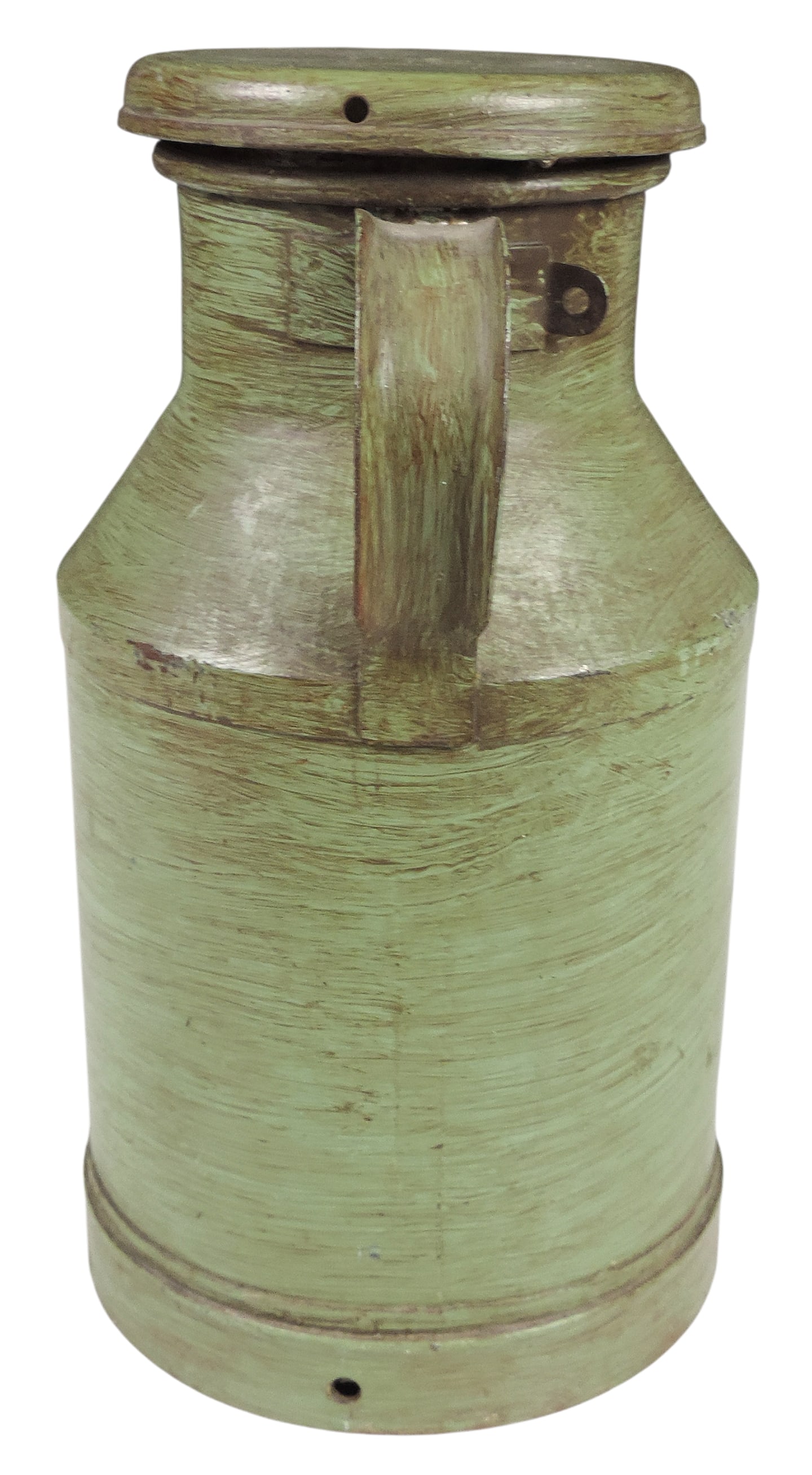 Riverview Dairy St. Charles, Ill steel milk can w/patriotic eagle decal & copper plaque, decal sh... - 2
