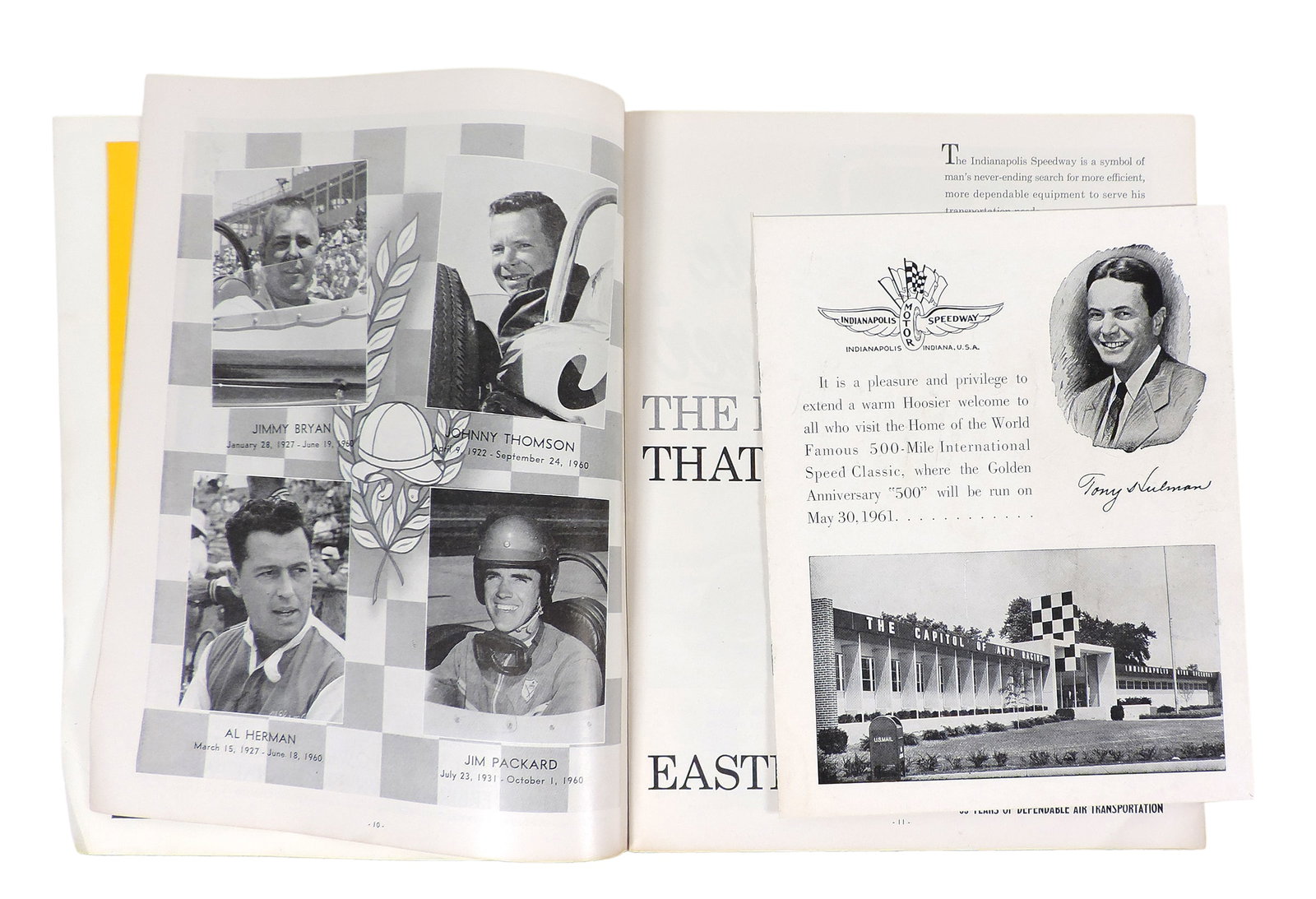 Indy 500 50th Anniversary Official Program from 1961, 112 pgs w/lots of ads, 10 pg promotional ma... - 2